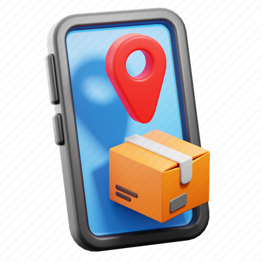 Tracking, delivery, package, location, logistic, box, mobile phone 3D illustration - Download on Iconfinder