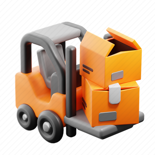Forklift, transport, logistic, box, vehicle, industrial, factory 3D illustration - Download on Iconfinder