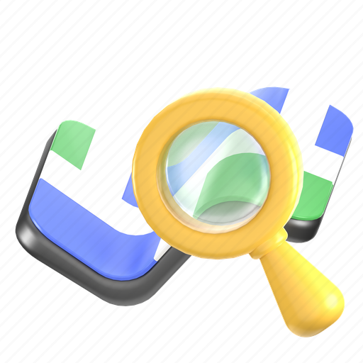 Magnifying, glass, on, map, 3d, icon, vector 3D illustration - Download on Iconfinder