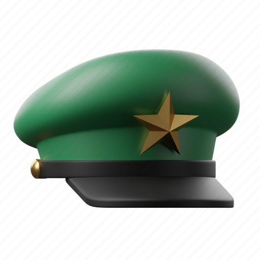 Military, hat, soldier, cap, army 3D illustration - Download on Iconfinder