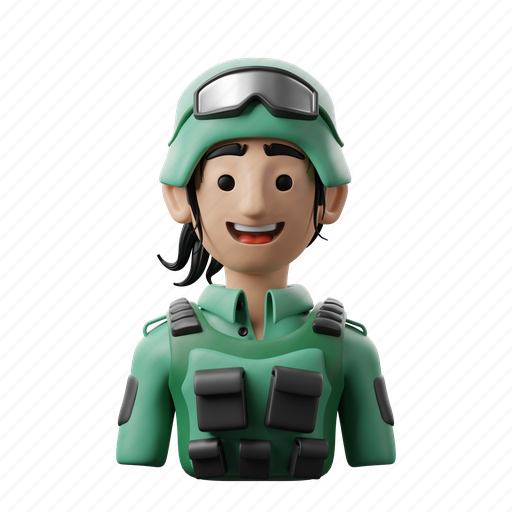 Female, soldier, women, woman, army, military, war 3D illustration - Download on Iconfinder