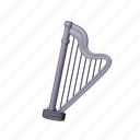 music, instrument, render, entertainment, object, isolated, audio, cartoon, harp