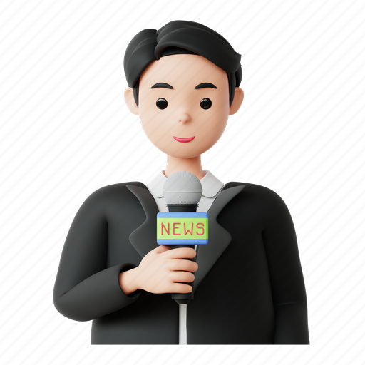 News, report, news anchor, live report, press 3D illustration - Download on Iconfinder