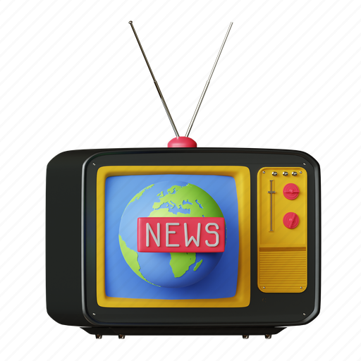 Broadcast, tv, television, lcd, news, screen, monitor 3D illustration - Download on Iconfinder