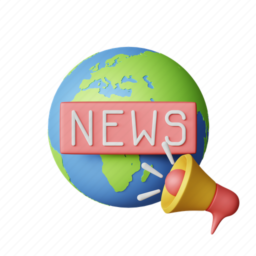 World, news, press, globe, planet, communitaction, megaphone 3D illustration - Download on Iconfinder