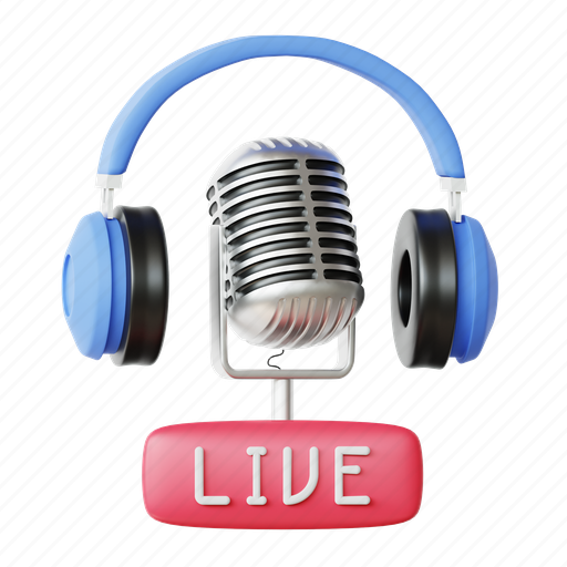 Podcast, mic, headphone, microphone, recording, support, earphones 3D illustration - Download on Iconfinder