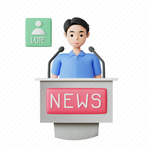 Political, news, press, news anchor 3D illustration - Download on Iconfinder