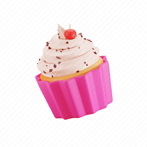 Cupcake, cake, chocolate, ice cream, dessert, bakery, sweet food 3D illustration - Download on Iconfinder
