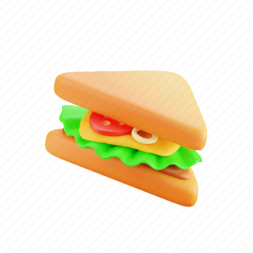 Sandwich, food, kitchen, breakfast, bread, toast, egg 3D illustration - Download on Iconfinder