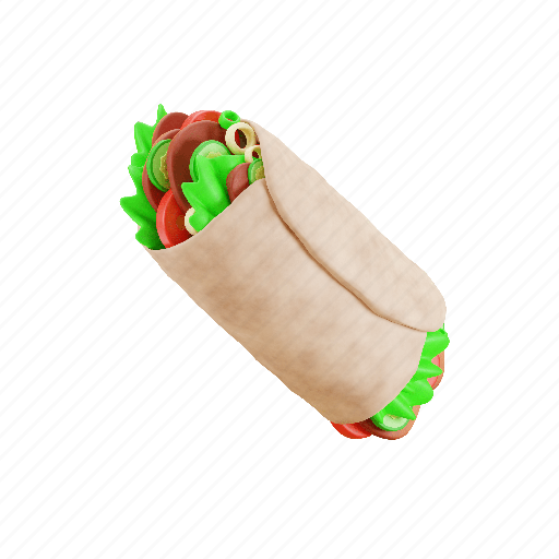 Burrito, vegetable, healthy, fresh, mexican food, taco, mexican 3D illustration - Download on Iconfinder