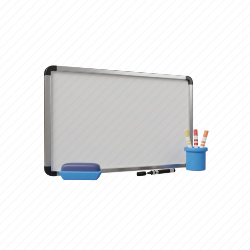 Whiteboard, marker, stationery, office 3D illustration - Download on Iconfinder