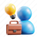 creative, person, innovation, idea, business, bulb, briefcase 