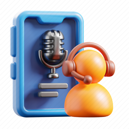 Podcaster, podcast, microphone, audio, voice, broadcasting, person 3D illustration - Download on Iconfinder