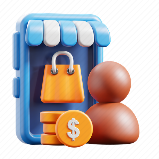 Buyer, customer, ecommerce, seller, shopping, bag, person 3D illustration - Download on Iconfinder