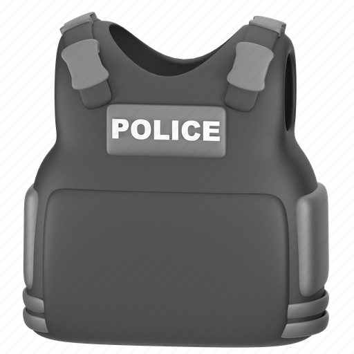 Police, vest, icon, 3d, security, illustration, protection 3D illustration - Download on Iconfinder