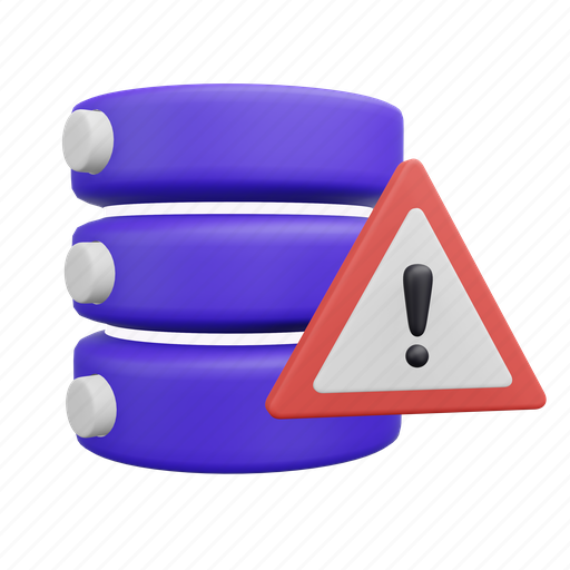Database, warning, hack, storage, server, error, hosting 3D illustration - Download on Iconfinder