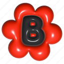 puffy sticker, letter b, b, flower shape, alphabet, typography, 3d