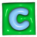 puffy sticker, letter c, c, square shape, alphabet, typography, 3d