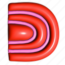 puffy sticker, letter d, d, arch shape, alphabet, typography, 3d