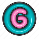 puffy sticker, letter g, g, round shape, alphabet, typography, 3d