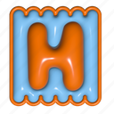 puffy sticker, letter h, h, alphabet, font, typography, 3d