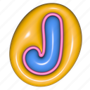 puffy sticker, letter j, j, alphabet, font, typography, 3d