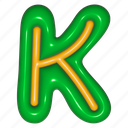 puffy sticker, letter k, k, alphabet, typography, 3d, font