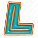 puffy sticker, letter l, l, alphabet, font, typography, 3d