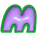 puffy sticker, letter m, m, alphabet, font, typography, 3d