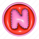 puffy sticker, letter n, n, round shape, font, typography, 3d