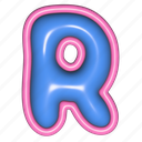 puffy sticker, letter r, r, alphabet, font, typography, 3d