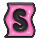 puffy sticker, letter s, s, alphabet, font, typography, 3d