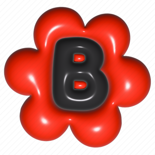 Puffy sticker, letter b, b, flower shape, alphabet, typography, 3d icon - Download on Iconfinder