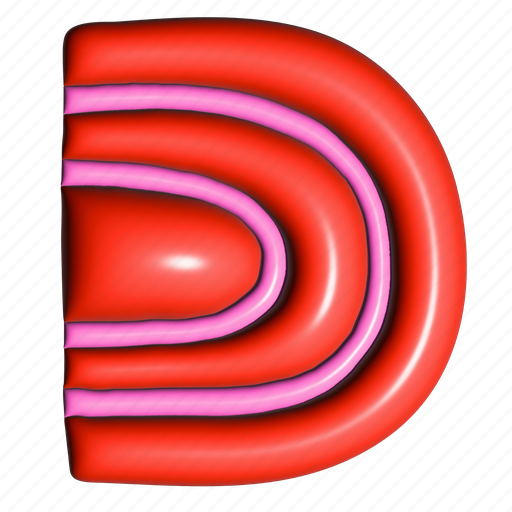 Puffy sticker, letter d, d, arch shape, alphabet, typography, 3d icon - Download on Iconfinder