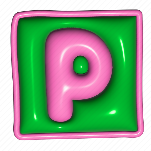 Puffy sticker, letter p, p, square shape, alphabet, typography, 3d icon - Download on Iconfinder