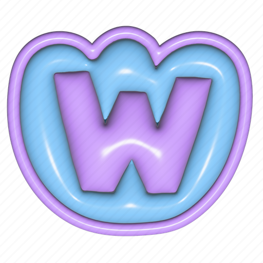 Puffy sticker, letter w, w, alphabet, typography, 3d, font icon - Download on Iconfinder