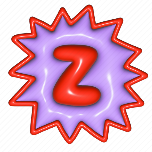 Puffy sticker, z, spiky shape, alphabet, typography, 3d, font icon - Download on Iconfinder