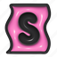puffy sticker, letter s, s, alphabet, font, typography, 3d 