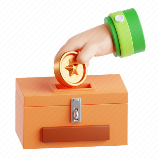 Donation box, money, box, coin, charity 3D illustration - Download on Iconfinder