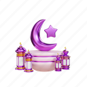 islamic, greeting, mubarak, ramadan, eid, lantern, decoration, mosque, podium 
