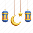 islamic decoration, crescent moon, star, lantern, islamic