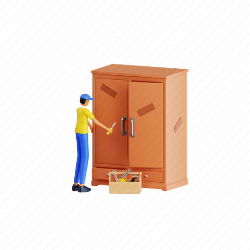 Repair, cupboard, kitchen, construction, cabinet, furniture, apartment 3D illustration - Download on Iconfinder