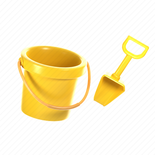 Bucket, and, shovel, 3d, icon, isolated, illustration icon - Download on Iconfinder