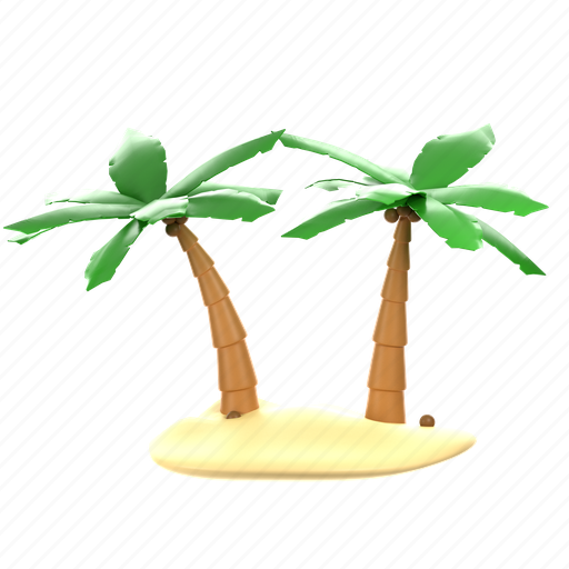 Palm, tree, beach, icon, summer, tropical, 3d icon - Download on Iconfinder