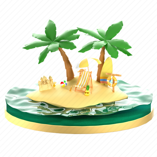 Tropical, island, summer, illustration, isolated, 3d, travel icon - Download on Iconfinder