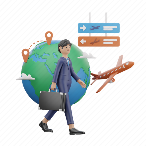 Business, trip, office, management 3D illustration - Download on Iconfinder