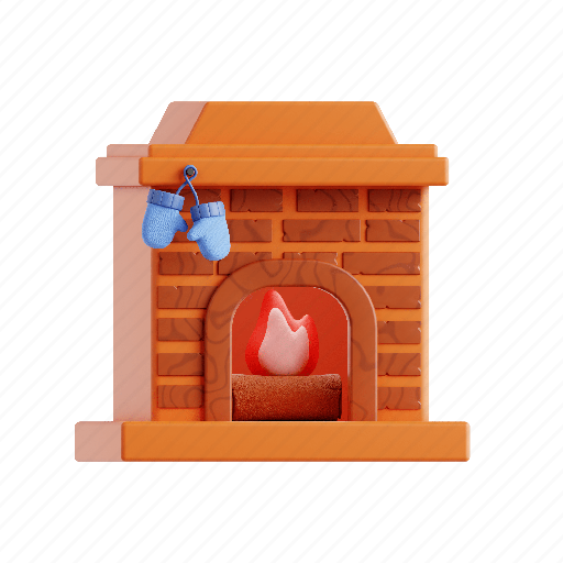Fireplace, xmas, winter, warm 3D illustration - Download on Iconfinder