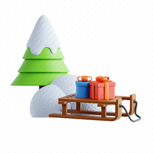 Winter sled, snow, sleigh, winter 3D illustration - Download on Iconfinder