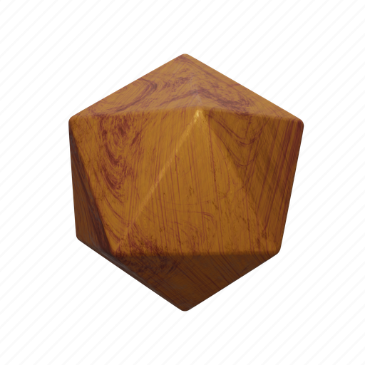 Icosahedron, wooden, shape, decorative, abstract, element 3D illustration - Download on Iconfinder