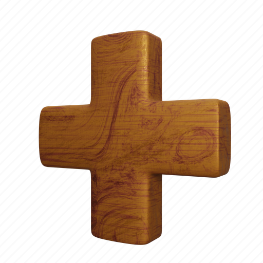 Plus, cross, wooden, abstract, shape, element 3D illustration - Download on Iconfinder